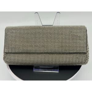 Whiting & Davis Silver Studded Bubble Mesh Clutch | VINTAGE